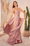 Load image into Gallery viewer, LA Merchandise LAR7496 A-line Strapless Bridesmaids Satin Gown - DARK MAUVE - Dress LA Merchandise