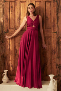 LA Merchandise LAR7497 Ruched Bodice Bridesmaids Flowy Long Gown