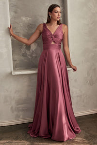 LA Merchandise LAR7497 Ruched Bodice Bridesmaids Flowy Long Gown