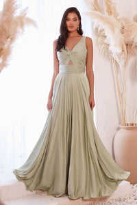 LA Merchandise LAR7497 Ruched Bodice Bridesmaids Flowy Long Gown