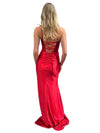 Load image into Gallery viewer, LAHTL3048L Wholesale Satin Beaded Corset Prom Dress with High Slit Lace-Up Back &amp; Sweep Train - - Long Formal Dress LAH