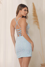 Load image into Gallery viewer, LA Merchandise LAXT792 Glitter Corset Back Fitted Short Party Dress