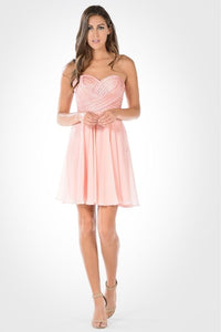 La Merchandise LAY7716 Strapless Short Chiffon Bridesmaids Dress