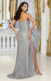 Load image into Gallery viewer, LA Merchandise LA8068 Plunging Neck Prom Side Sash Gown