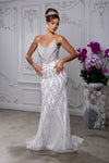 Load image into Gallery viewer, White LA8266 Wholesale Beaded Pearl Strapless Sweetheart Wedding Dress with Corset Back &amp; Train