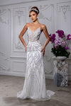 Load image into Gallery viewer, White LA8266 Wholesale Beaded Pearl Strapless Sweetheart Wedding Dress with Corset Back &amp; Train