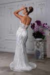 Load image into Gallery viewer, White LA8266 Wholesale Beaded Pearl Strapless Sweetheart Wedding Dress with Corset Back &amp; Train