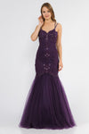 Load image into Gallery viewer, La Merchandise LAY8352 Double Straps Embroidered Long Mermaid Dress - PLUM - LAY