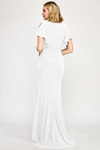Load image into Gallery viewer, LAF8376 Wholesale Ivory Flutter Shoulder Sleeves Wedding Dress V-Neck with Ruched Waist &amp; Slit