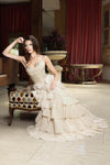 Load image into Gallery viewer, LAF8501 Wholesale Rhinestone Corset Tiered Ruffle A-Line Gown Sequin Bodice Formal Prom Dress