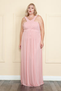 La Merchandise LAY8554 Bridesmaid Plus Size Long Chiffon Evening Dress - - LA Merchandise