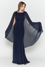 Load image into Gallery viewer, Simple Cap Sleeve Engagement Gown - LAY8566 - Navy Blue - LA Merchandise