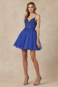 La Merchandise LAT863 Spaghetti Straps A-line Prom Short Dress - ROYAL BLUE - LA Merchandise