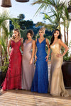 Load image into Gallery viewer, Sleeveless Beaded Illusion Formal Dress By LA Merchandise LAF8423
