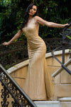 Load image into Gallery viewer, Sleeveless Beaded Illusion Formal Dress By LA Merchandise LAF8423