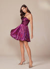 Load image into Gallery viewer, Wholesale Sweetheart Keyhole Metallic Pleated Fit-and-Flare Short Homecoming Dress by LAXA825 - - Cocktail Dress LAX