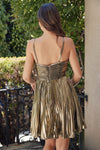 Load image into Gallery viewer, Wholesale Sweetheart Keyhole Metallic Pleated Fit-and-Flare Short Homecoming Dress by LAXA825 - - Cocktail Dress LAX