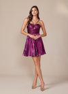 Load image into Gallery viewer, Wholesale Sweetheart Keyhole Metallic Pleated Fit-and-Flare Short Homecoming Dress by LAXA825 - - Cocktail Dress LAX