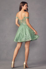 Load image into Gallery viewer, La Merchandise LAT903 Cold Shoulder Embroidered Cocktail A- line Dress