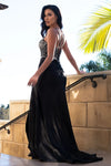 Load image into Gallery viewer, LAF8479 Wholesale Crystal Beaded Corset Satin Prom Dress with High Slit Lace-Up Back &amp; Sweep Train - - Long Prom Dress LAF