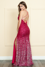Load image into Gallery viewer, LA Merchandise LAY9098 Open Back V-Neck Long Sequin Fitted Prom Gown - - LA Merchandise