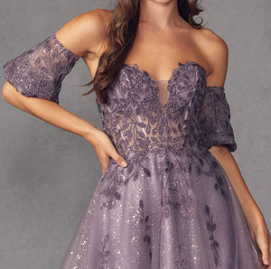 La Merchandise LAT909 Sweetheart Embroidered Homecoming Dress