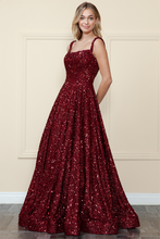 Load image into Gallery viewer, LA Merchandise LAY9106 Sequin Zipper closure A-line Pageant Gown