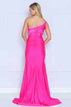 Load image into Gallery viewer, LA Merchandise LAY9136 One Shoulder Fitted Rhinestone Evening Gown - - LA Merchandise