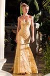 Load image into Gallery viewer, Wholesale Strapless Corset Trumpet Evening Dress Beaded Lace Sequin Formal Gown by LAF8424 - GOLD - Dresses LAF