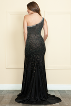 Load image into Gallery viewer, LA Merchandise LAY9146 Stretchy One Shoulder Rhinestone Formal Gown - - LA Merchandise