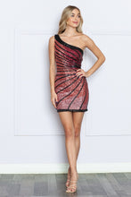 Load image into Gallery viewer, LA Merchandise LAY9232 Black And Red Sequin Stripped Cocktail Dress