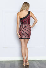Load image into Gallery viewer, LA Merchandise LAY9232 Black And Red Sequin Striped Cocktail Dress