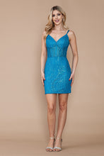 Load image into Gallery viewer, LA Merchandise LAY9236 Glitter Iridescent V-neck Cocktail Party Dress - TURQUOISE - LA Merchandise