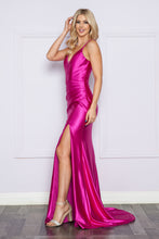 Load image into Gallery viewer, LA Merchandise LAY9252 V-neck High Slit Bridesmaids Stretch Dress