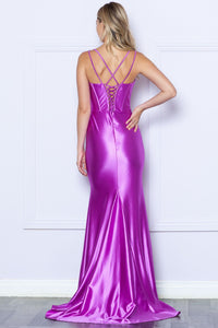 LA Merchandise LAY9258 Corset Bone Prom Dual Straps Stretch Prom Dress