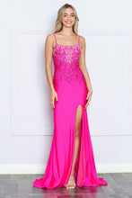 Load image into Gallery viewer, LA Merchandise LAY9264 Corset Back Rhinestones Prom Fitted Long Gown - HOT PINK - LA Merchandise