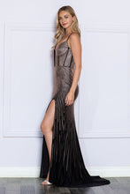 Load image into Gallery viewer, LA Merchandise LAY9266 Corset Rhinestone Lace-Up Back Slit Formal Gown - - LA Merchandise