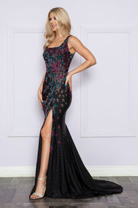 LA Merchandise LAY9270 Sleeveless Detailed Black Formal Prom Dress - - LA Merchandise