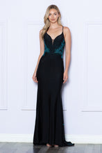 Load image into Gallery viewer, LA Merchandise LAY9274 V-neck Spaghetti Straps Rhinestones Prom Dress