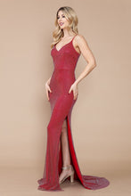Load image into Gallery viewer, LA Merchandise LAY9282 V Neck Rhinestone Mesh Open Back Long Prom Gown - RED - LA Merchandise