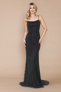 LA Merchandise LAY9284 Strappy Back Side Slit Formal Evening Gown - BLACK - LA Merchandise