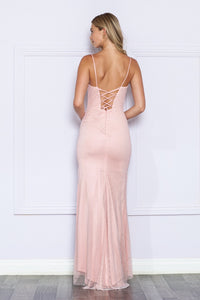 LA Merchandise LAY9284 Strappy Back Side Slit Formal Evening Gown