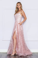 Load image into Gallery viewer, LA Merchandise LAY9290 Spaghetti Strap Sequin Lace-Up Evening Gown - - LA Merchandise