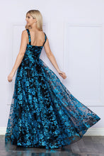 Load image into Gallery viewer, LA Merchandise LAY9298 A-Line Floral Long Formal Glitter Mesh Gown - - LA Merchandise
