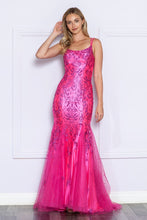 Load image into Gallery viewer, LA Merchandise LAY9306 Glitter Mermaid Mesh Open Back Formal Prom Gown - HOT PINK - LA Merchandise