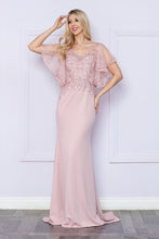 Load image into Gallery viewer, LA Merchandise LAY9318 Embroidered V Neck Long Formal Dress - MAUVE - LA Merchandise