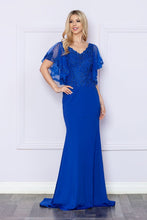 Load image into Gallery viewer, LA Merchandise LAY9318 Embroidered V Neck Long Formal Dress - ROYAL - LA Merchandise
