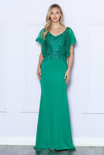 Load image into Gallery viewer, LA Merchandise LAY9318 Embroidered V Neck Long Formal Dress - EMERALD - LA Merchandise