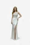 Load image into Gallery viewer, LAHTL3048L Wholesale Off-White Satin Wedding Dress with Corset Sweetheart Neckline &amp; High Slit - OFF WHITE - Wedding Dress LAH