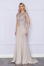 Load image into Gallery viewer, LA Merchandise LAY9320 Beaded Mother of Bride Short Sleeve Formal Gown - TAUPE - LA Merchandise